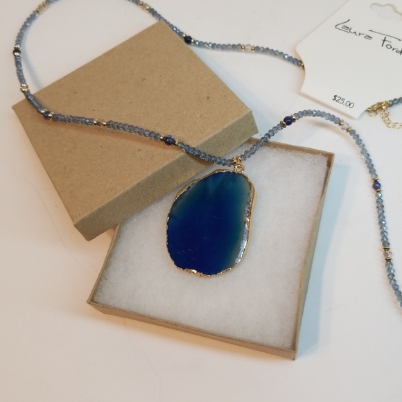 Blue slice stone necklace - Picture 7 of 7